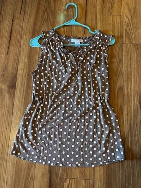 Women’s Sleeveless Polka Dot Top - Brown/White